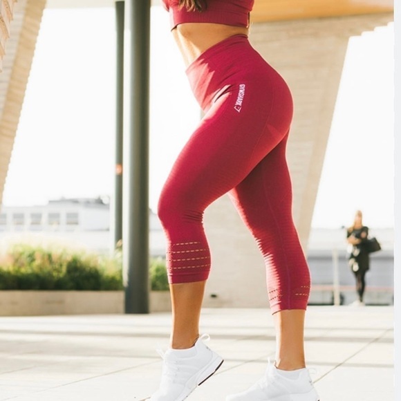 Gymshark Dry Energy Seamless High‎ Rise Leggings Beet Marl - Picture 1 of 6